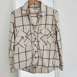 Zara Windowpane Check Plaid Button Down Shirt